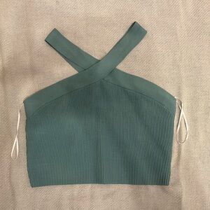Babaton Sage Green Ribbed Crop Top